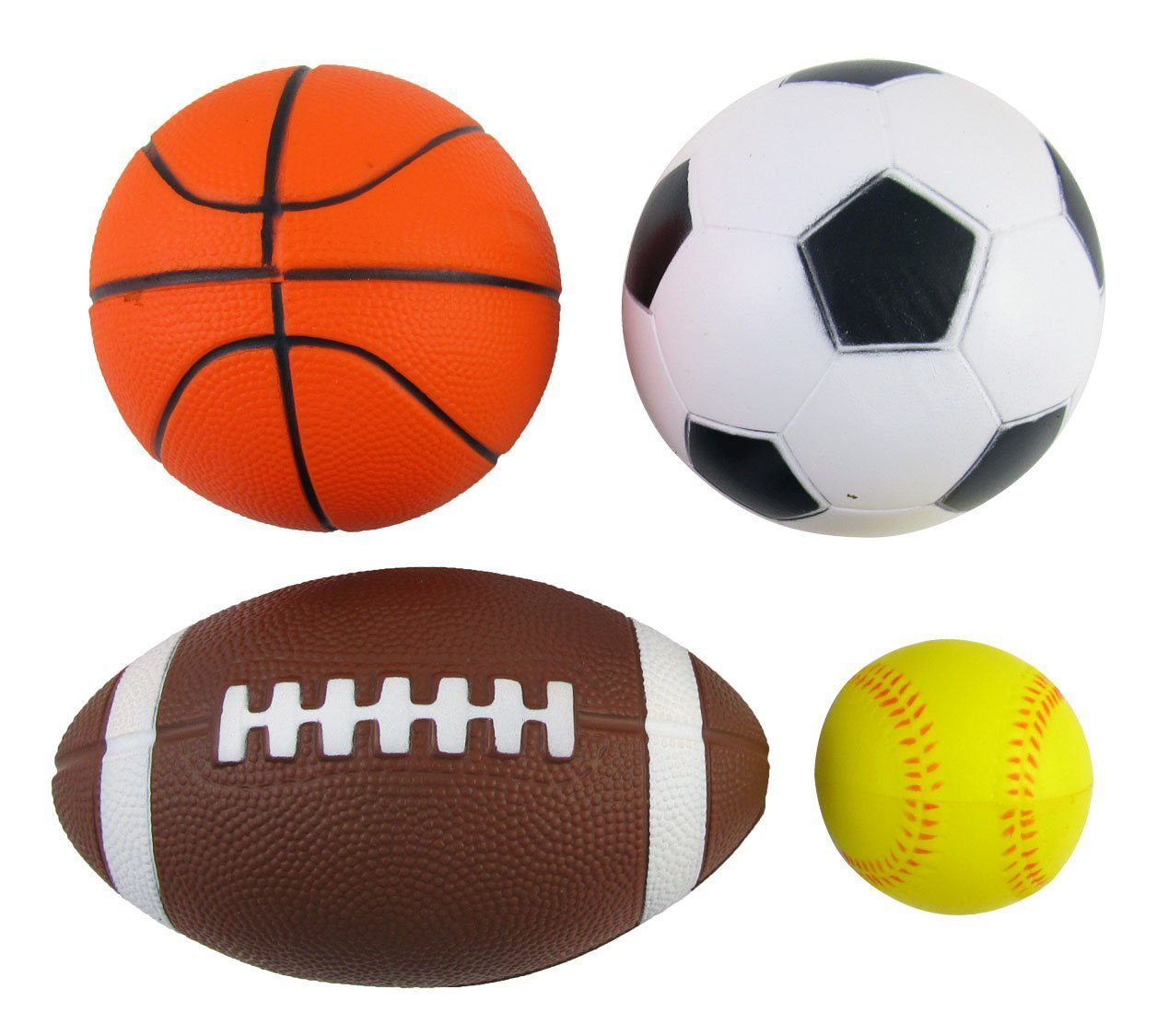 Set of 4 Sports Balls for Kids (Soccer Ball, Basketball, Football, Tennis Ball) By Bo Toys