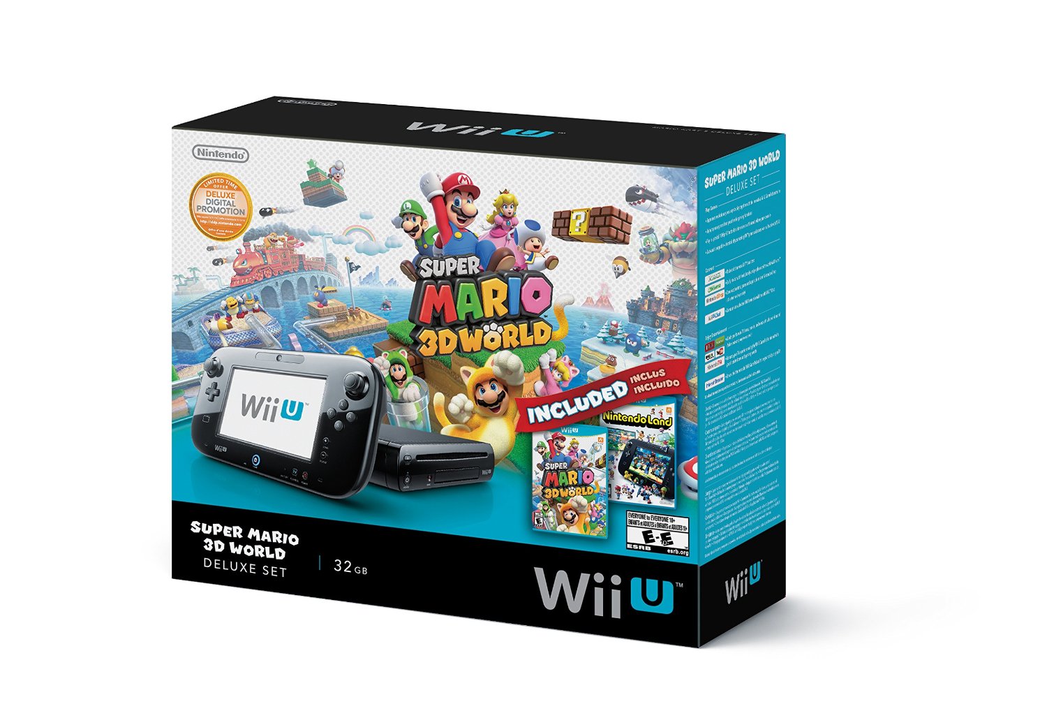 Nintendo Wii U Deluxe Set: Super Mario 3D World and Nintendo Land Bundle – Black 32 GB